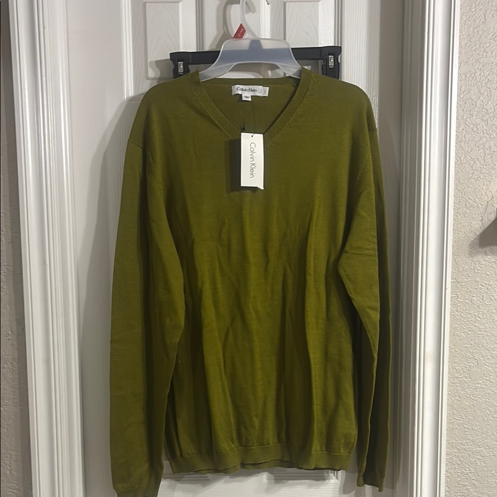 Calvin Klein Green V-Neck Sweater